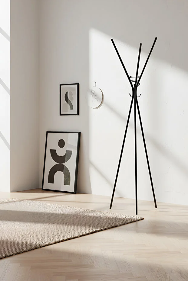 Asya Ayaklı Askılık Portmanto Siyah